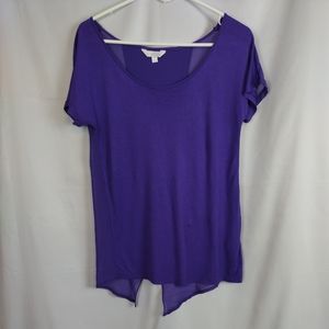 Purple semi sheer cap sleeve Blouse Women Size Small soft flowy